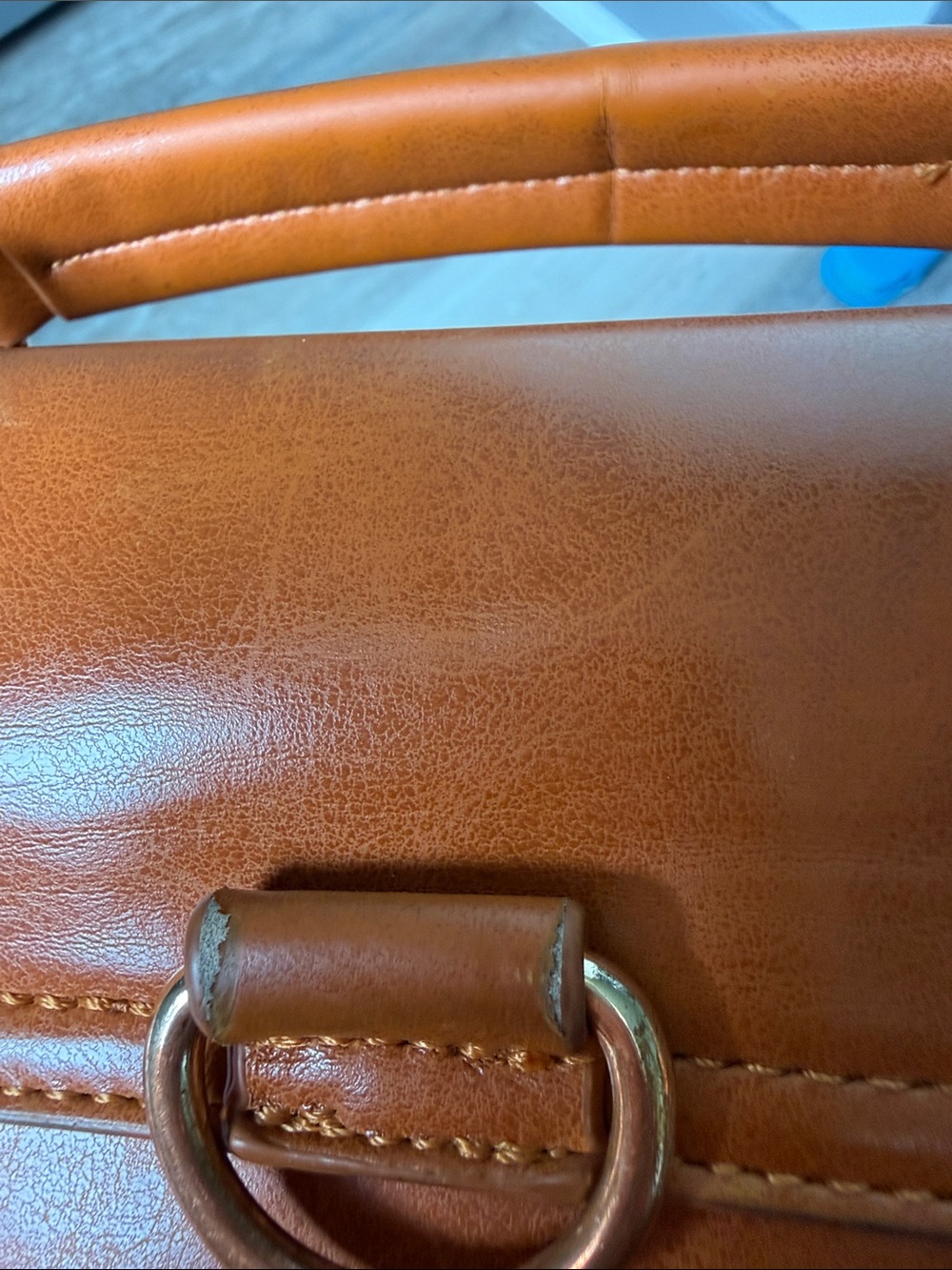 Vintage Tan Leather Crossbody Satchel -Bags - Picture 9 of 16
